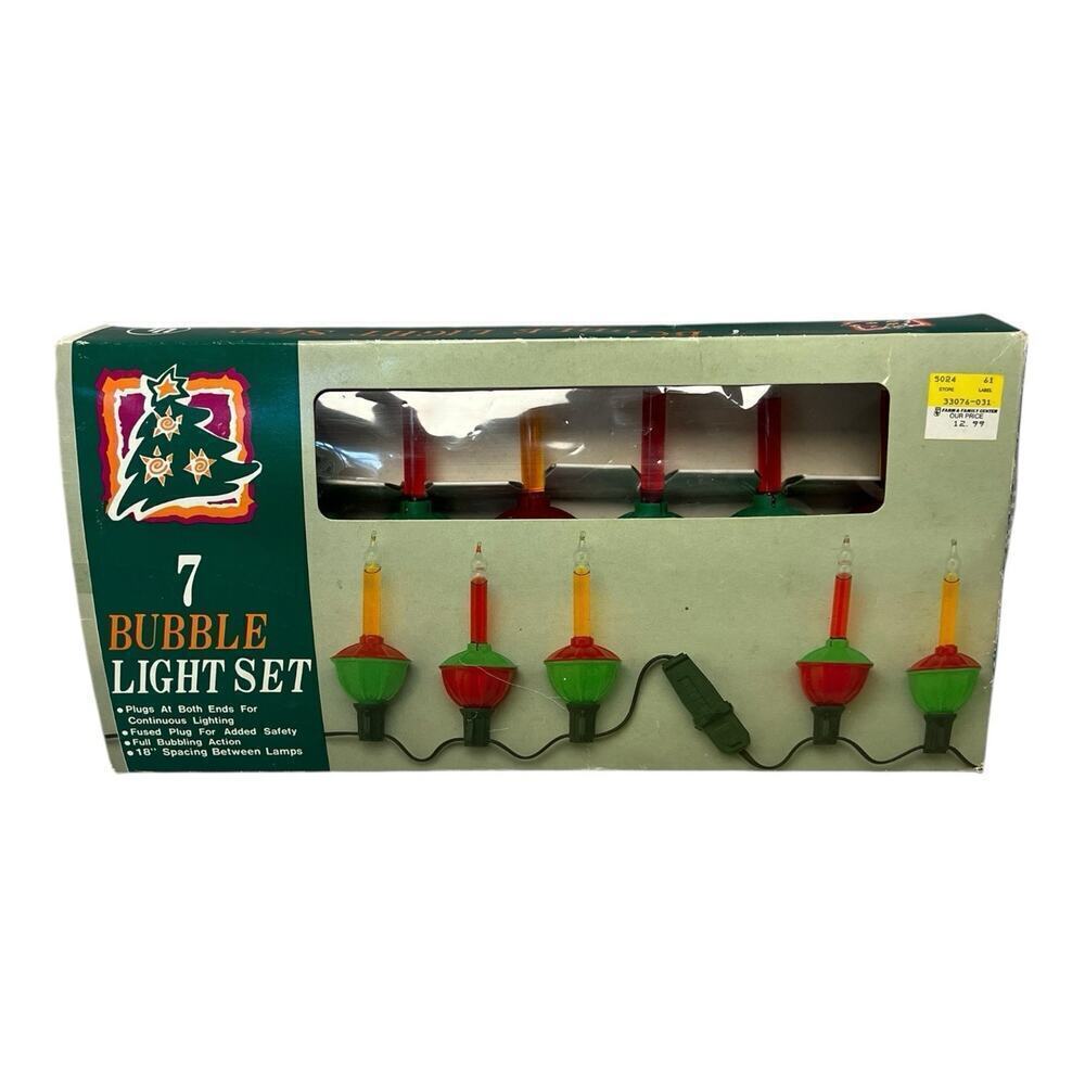 VTG Bubbling Lights Christmas Tree Holiday Decorative - 7 light set